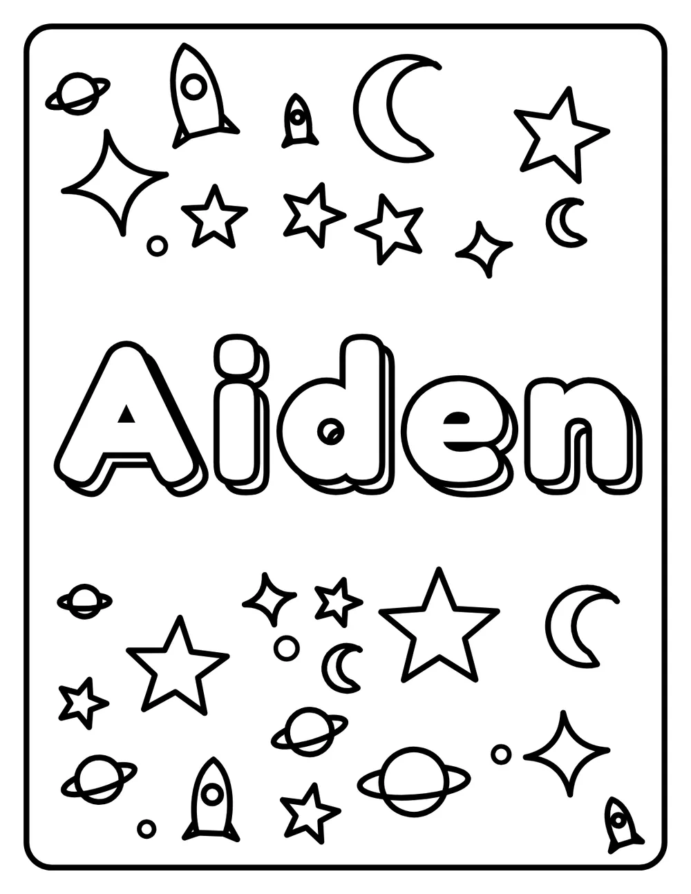 Aiden Name: printable coloring page
