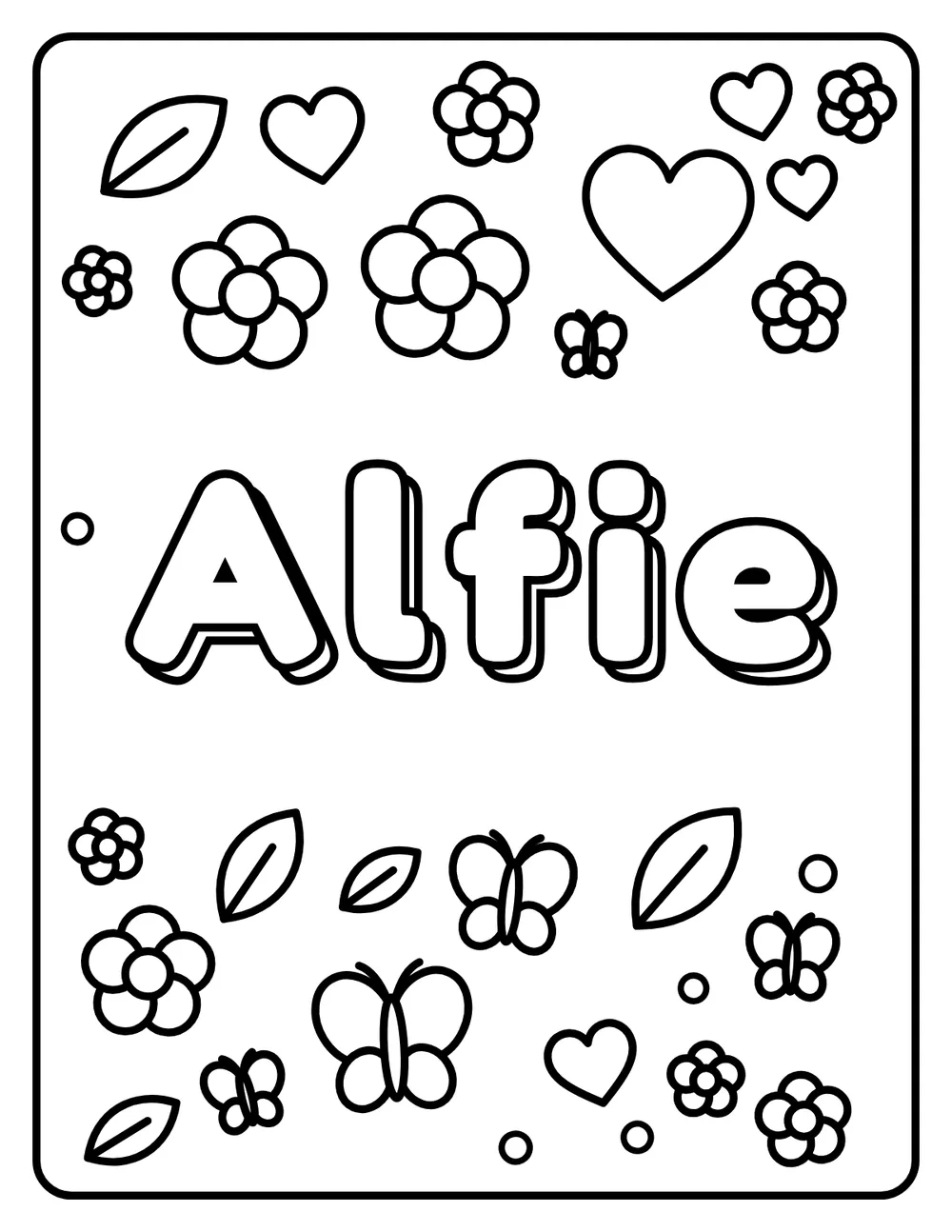 Alfie Name: printable coloring page