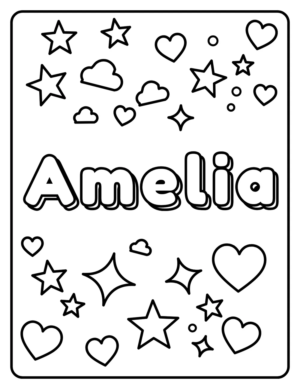 Amelia Name: printable coloring page