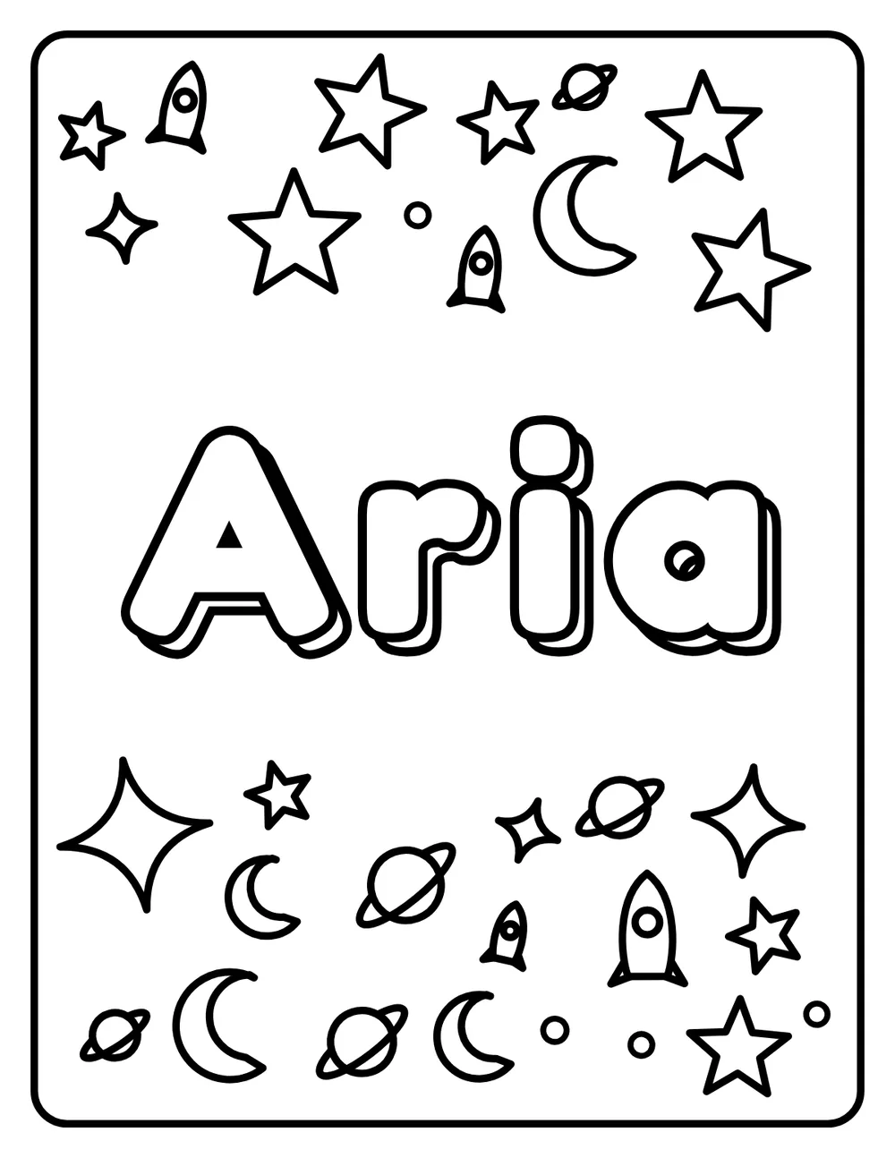 Aria Name: printable coloring page