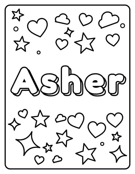 Asher Name coloring page