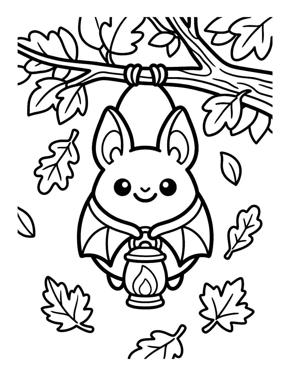 Bat Lantern: printable coloring page