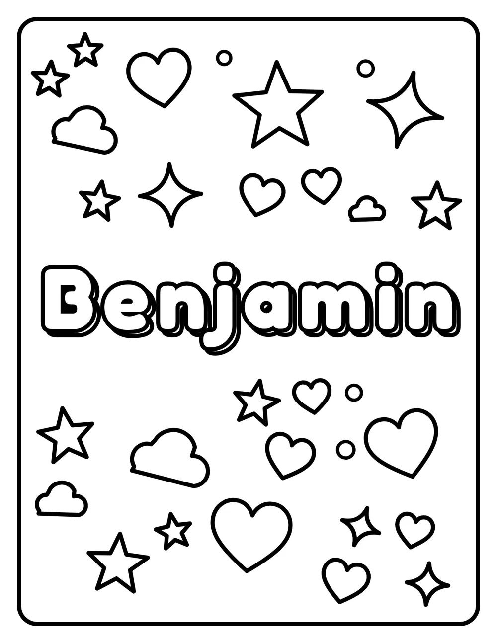 Benjamin Name: printable coloring page