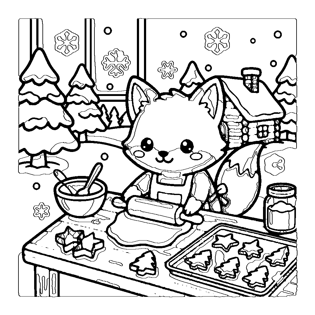 Cookie Baking Day: printable coloring page
