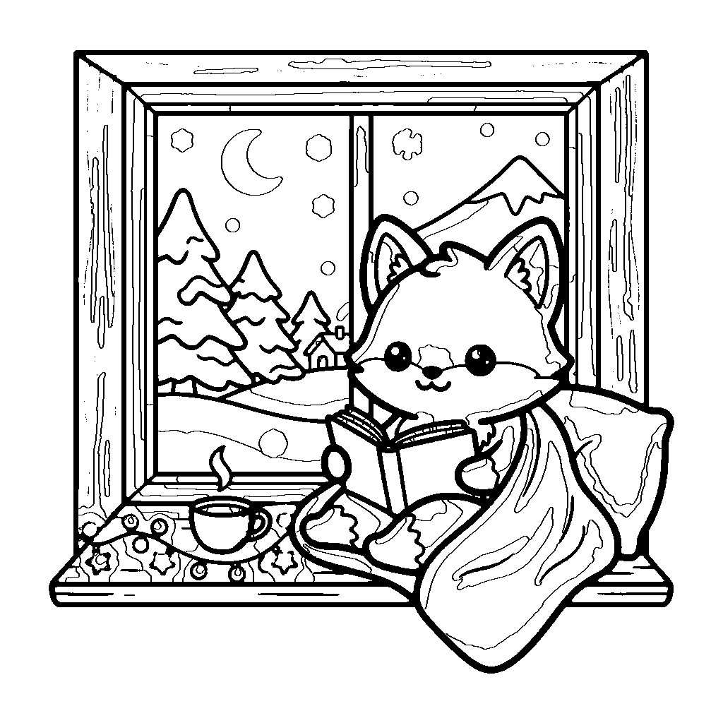Reading Nook: printable coloring page