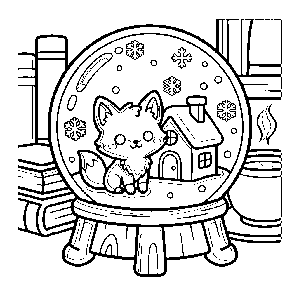 Snow Globe: printable coloring page