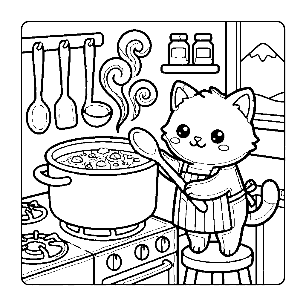 Soup Day: printable coloring page