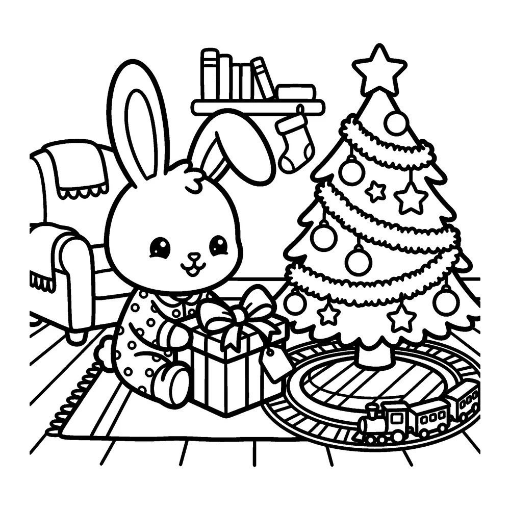 Christmas Morning: printable coloring page