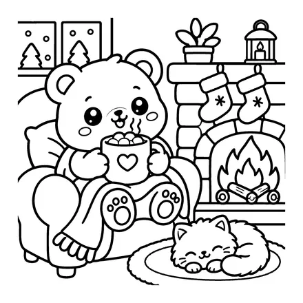 Cocoa by the Fire coloring page
