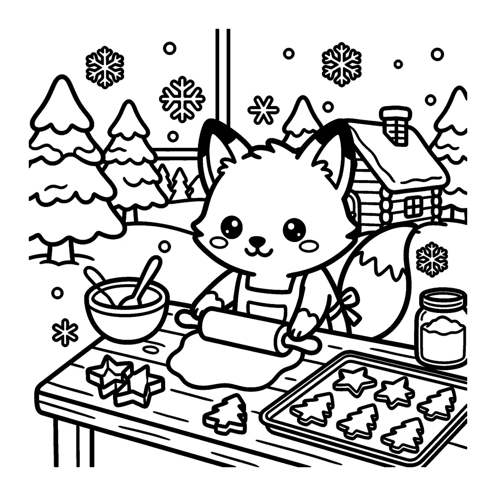Cookie Baking Day: printable coloring page