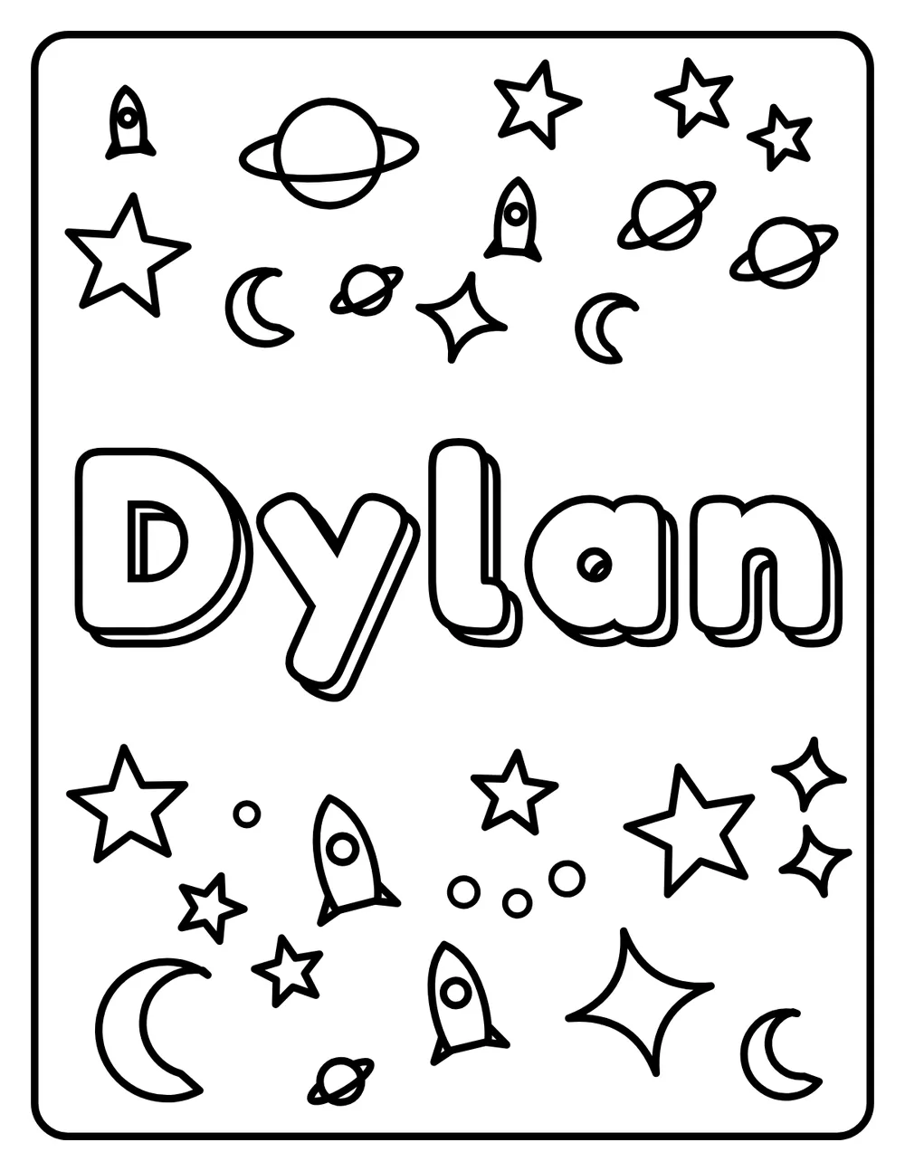 Dylan Name: printable coloring page