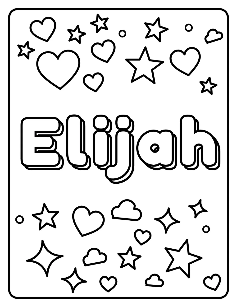Elijah Name: printable coloring page