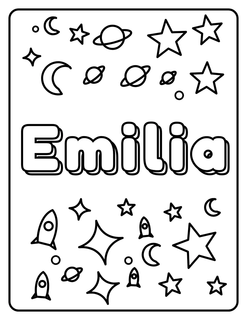 Emilia Name: printable coloring page