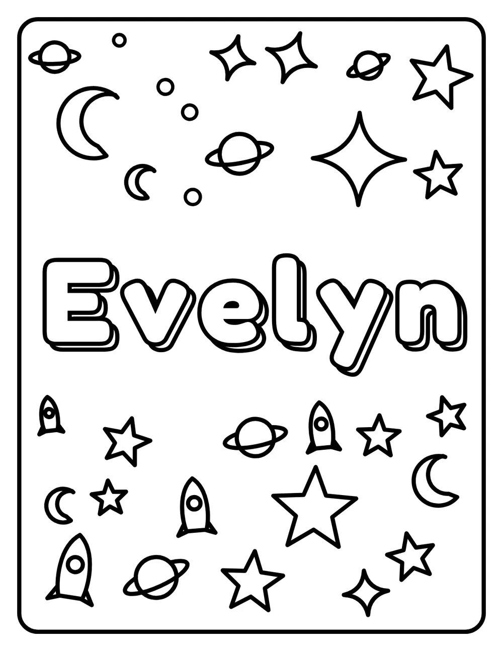 Evelyn Name: printable coloring page