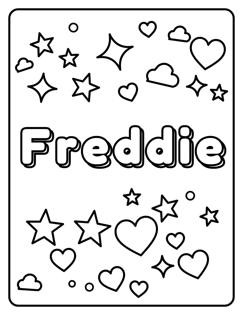 Freddie Name: printable coloring page