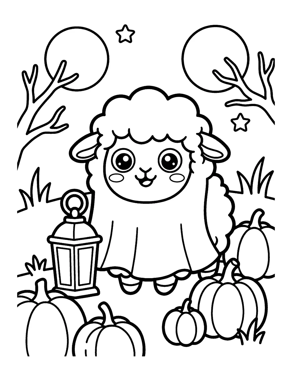 Ghost Costume Sheep: printable coloring page