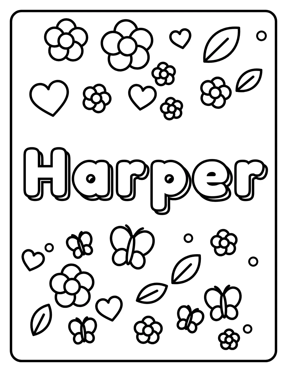 Harper Name: printable coloring page