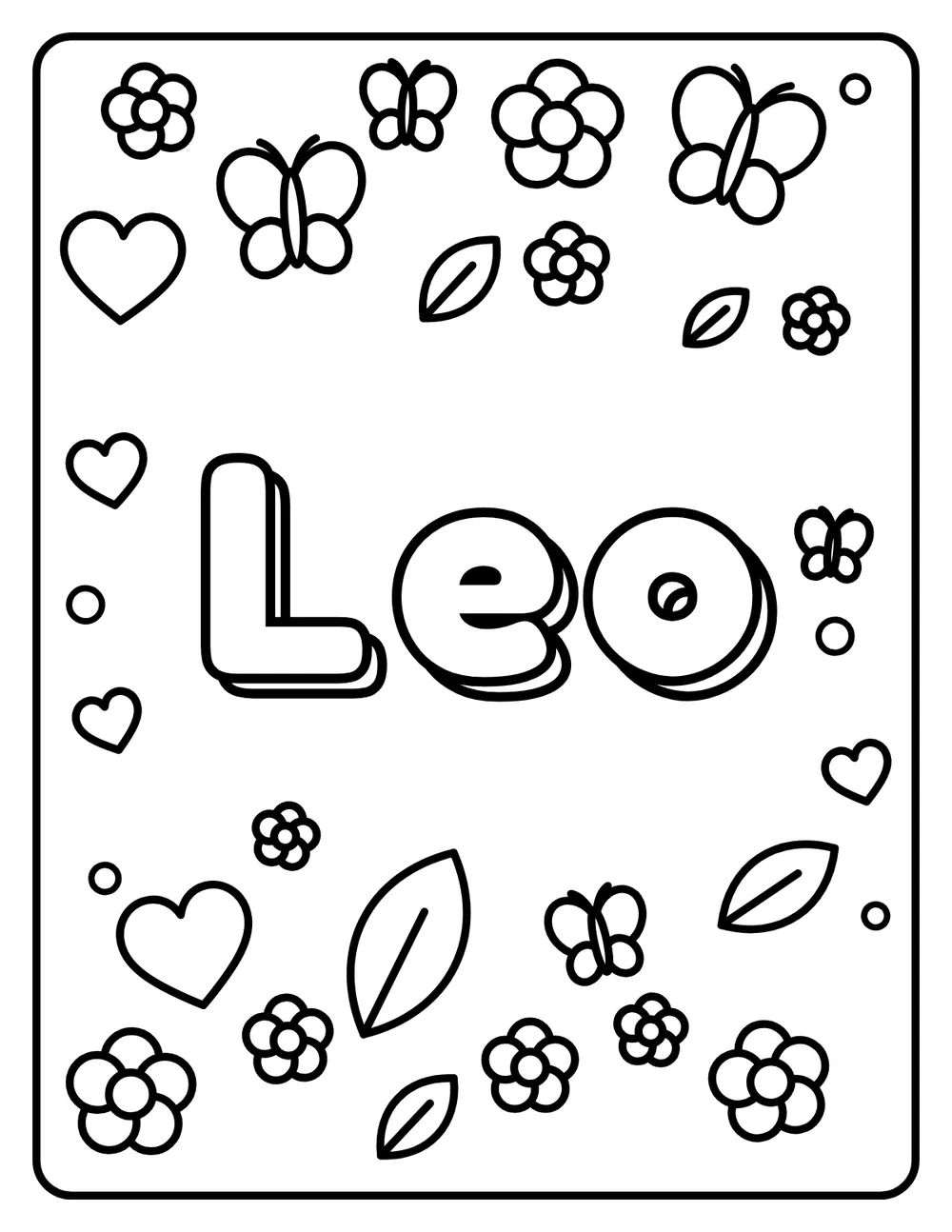 Leo Name: printable coloring page