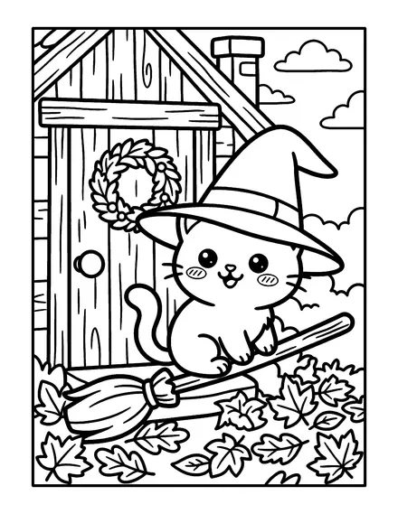 Little Witch Kitten coloring page
