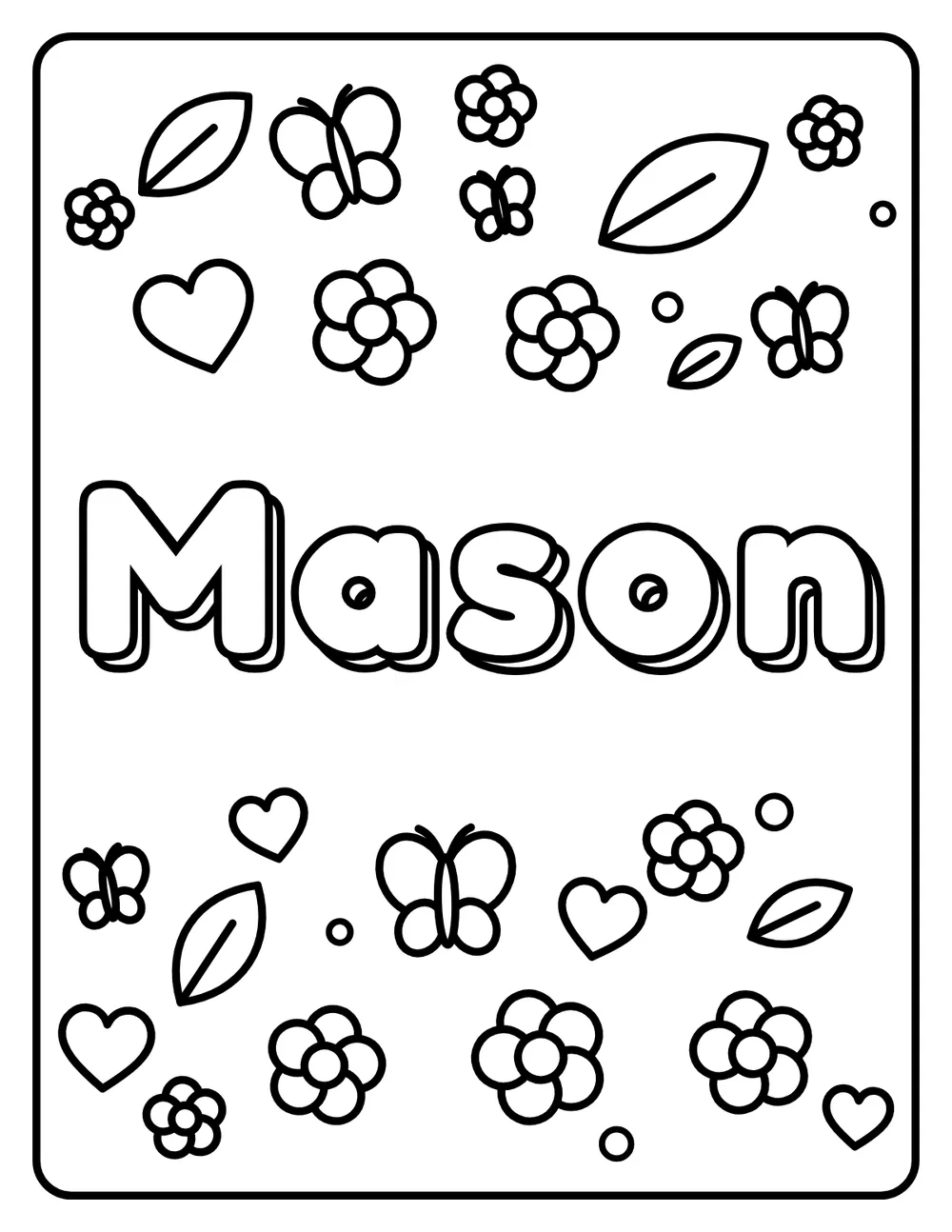 Mason Name: printable coloring page