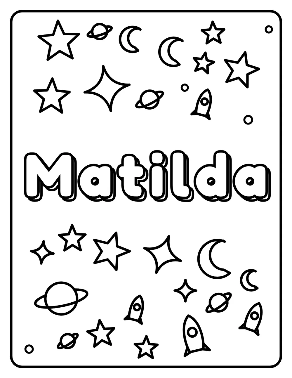 Matilda Name: printable coloring page