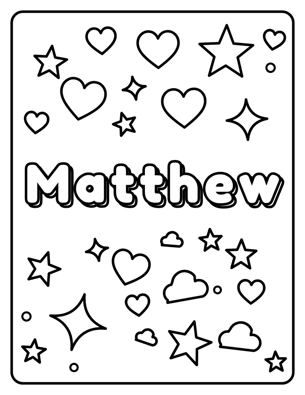 Matthew Name: printable coloring page