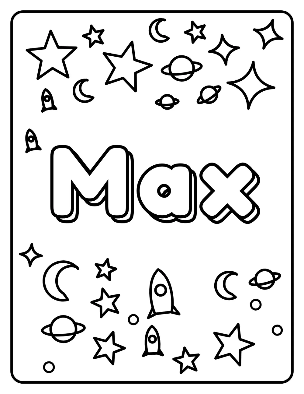 Max Name: printable coloring page