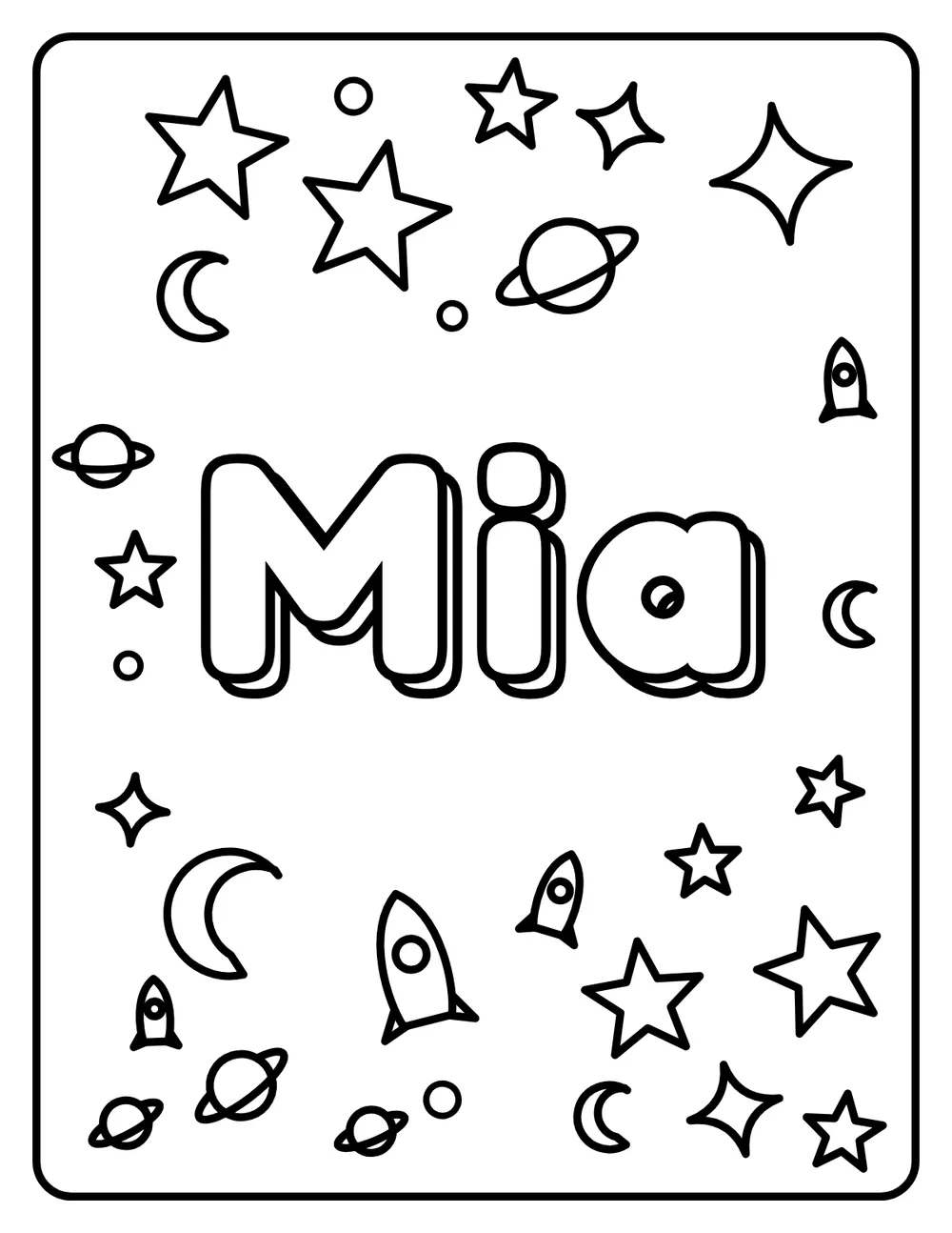 Mia Name: printable coloring page