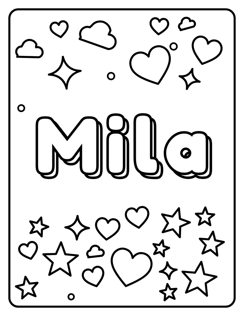 Mila Name: printable coloring page