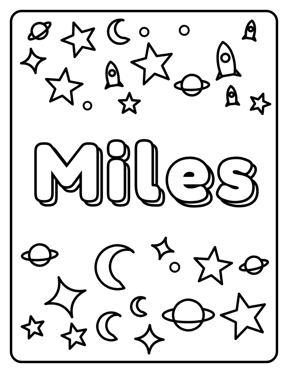 Miles Name: printable coloring page