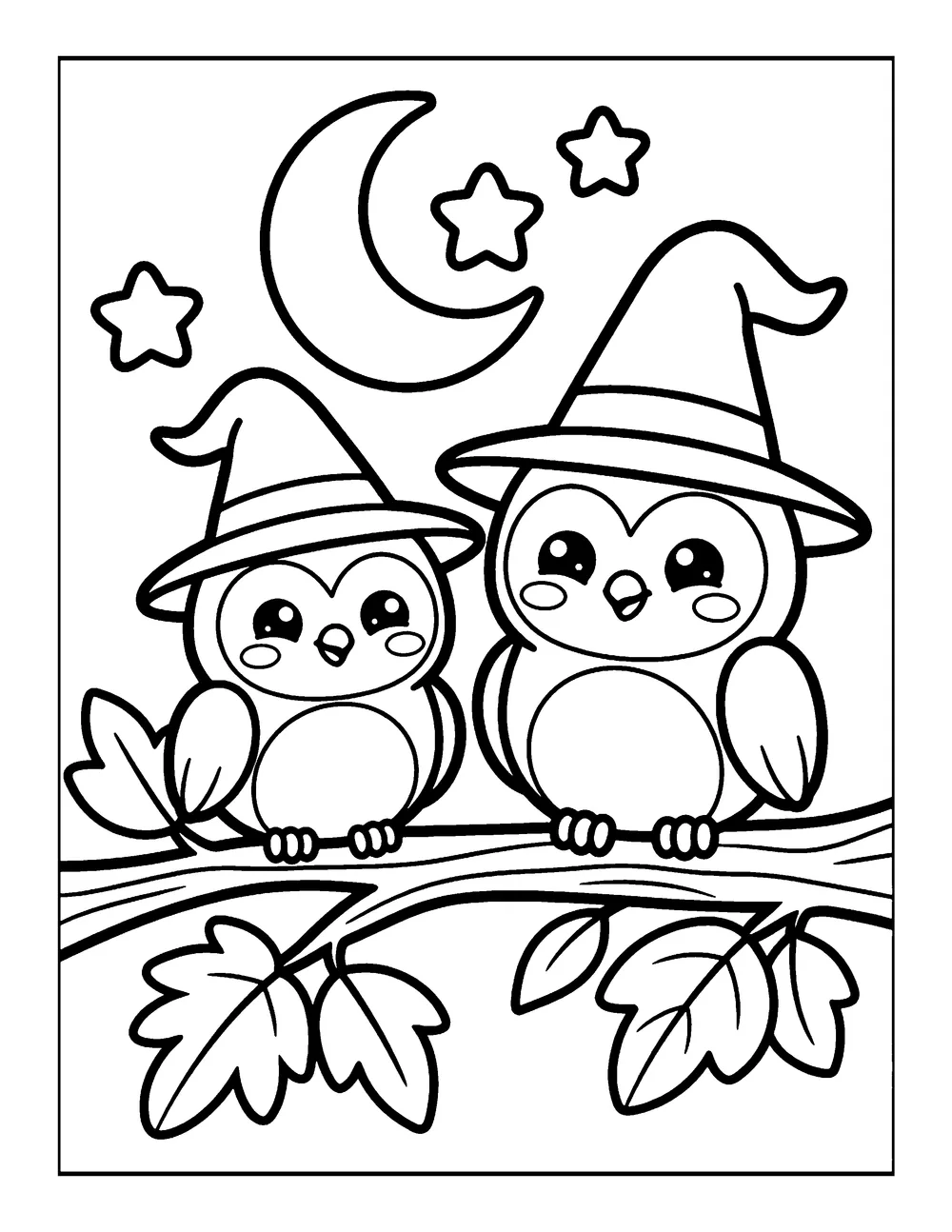 Moonlit Owls: printable coloring page