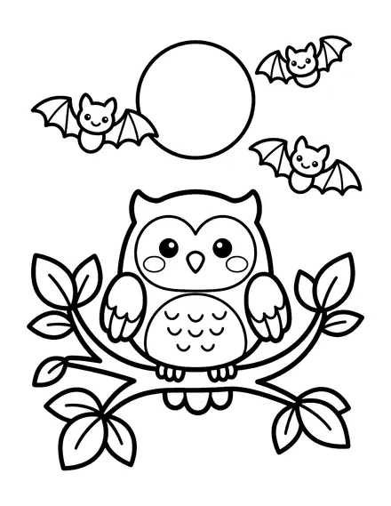 Owl and the Moon coloring page