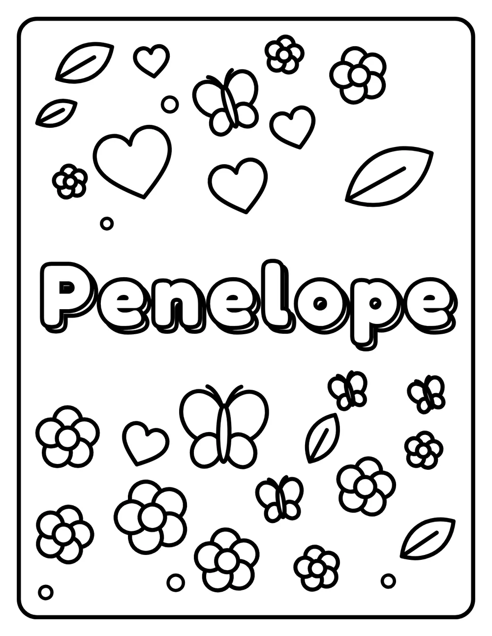 Penelope Name: printable coloring page