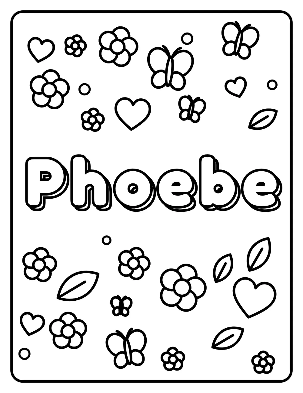 Phoebe Name: printable coloring page