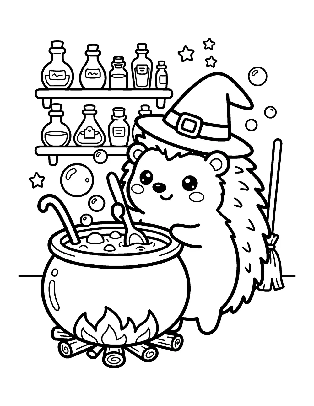 Potion Party: printable coloring page