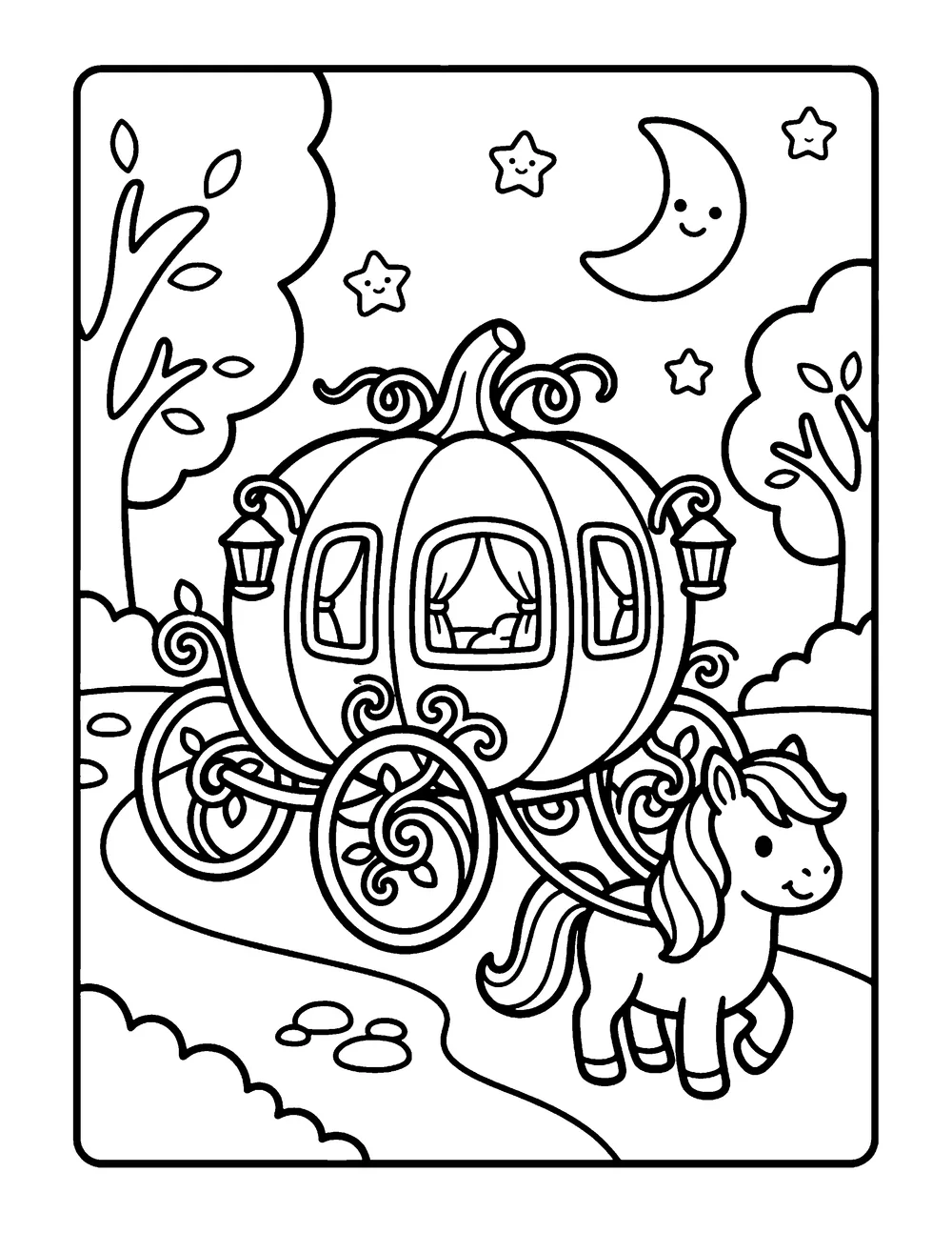 Pumpkin Carriage: printable coloring page