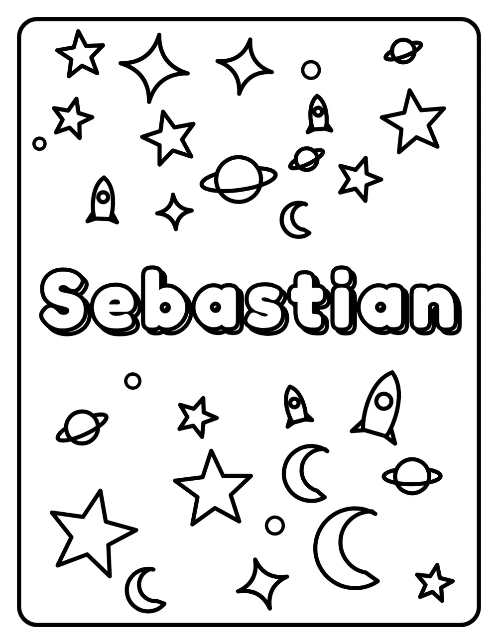 Sebastian Name: printable coloring page