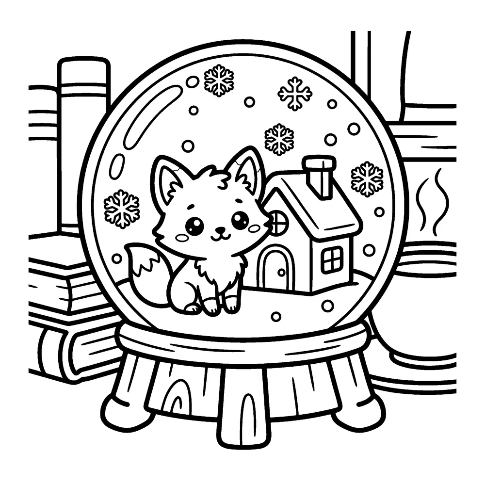 Snow Globe: printable coloring page