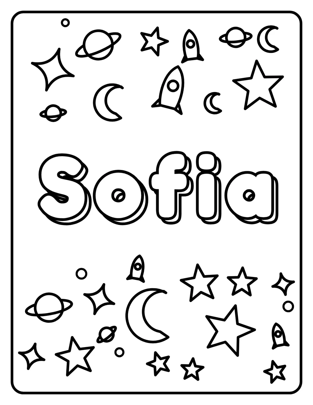 Sofia Name: printable coloring page