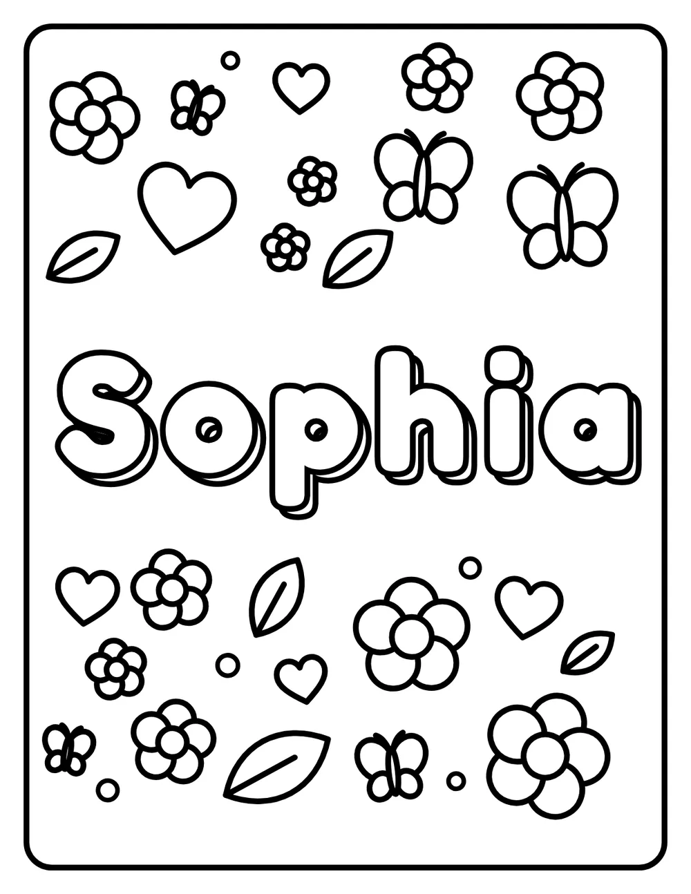 Sophia Name: printable coloring page