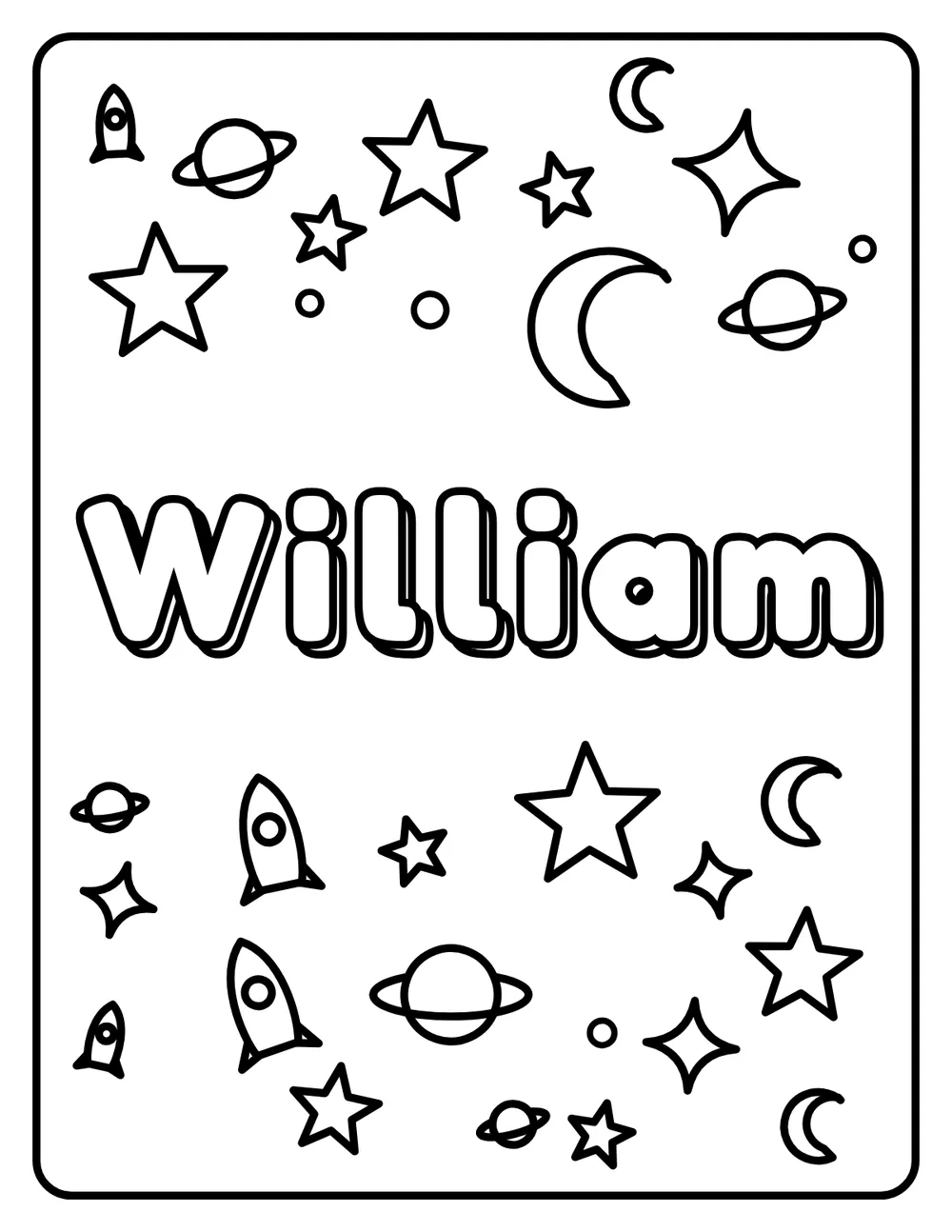 William Name: printable coloring page