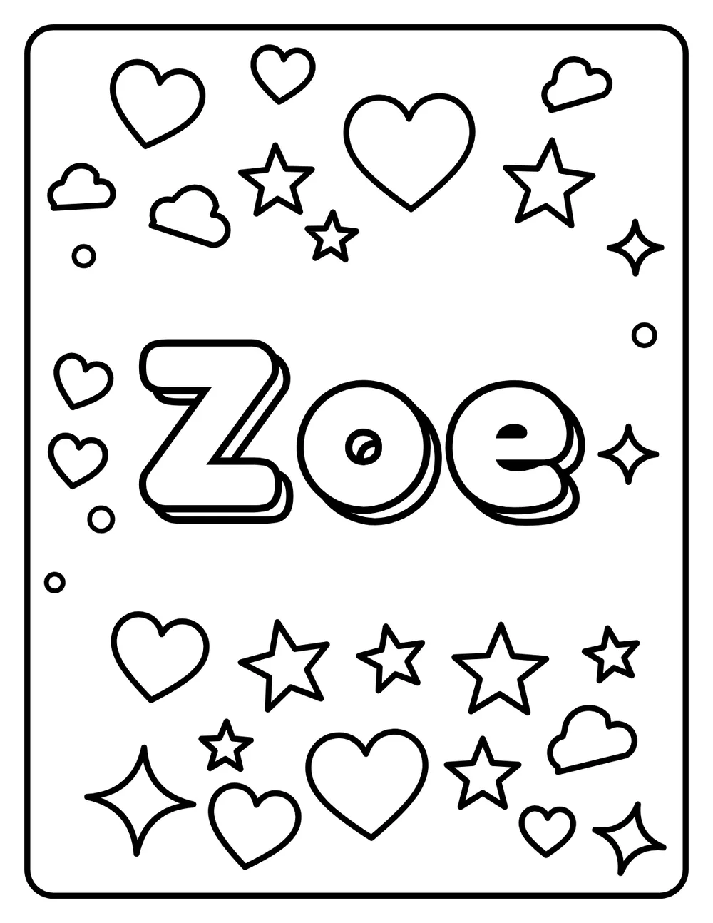 Zoe Name: printable coloring page